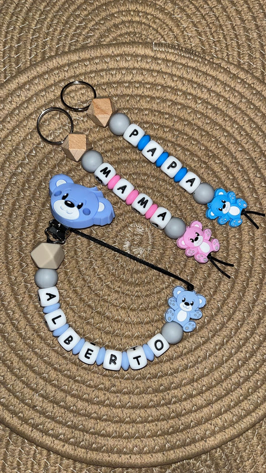 Chupetero + llaveros papis