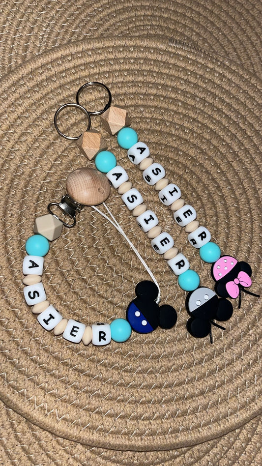 Chupetero + 2 llaveros a juego