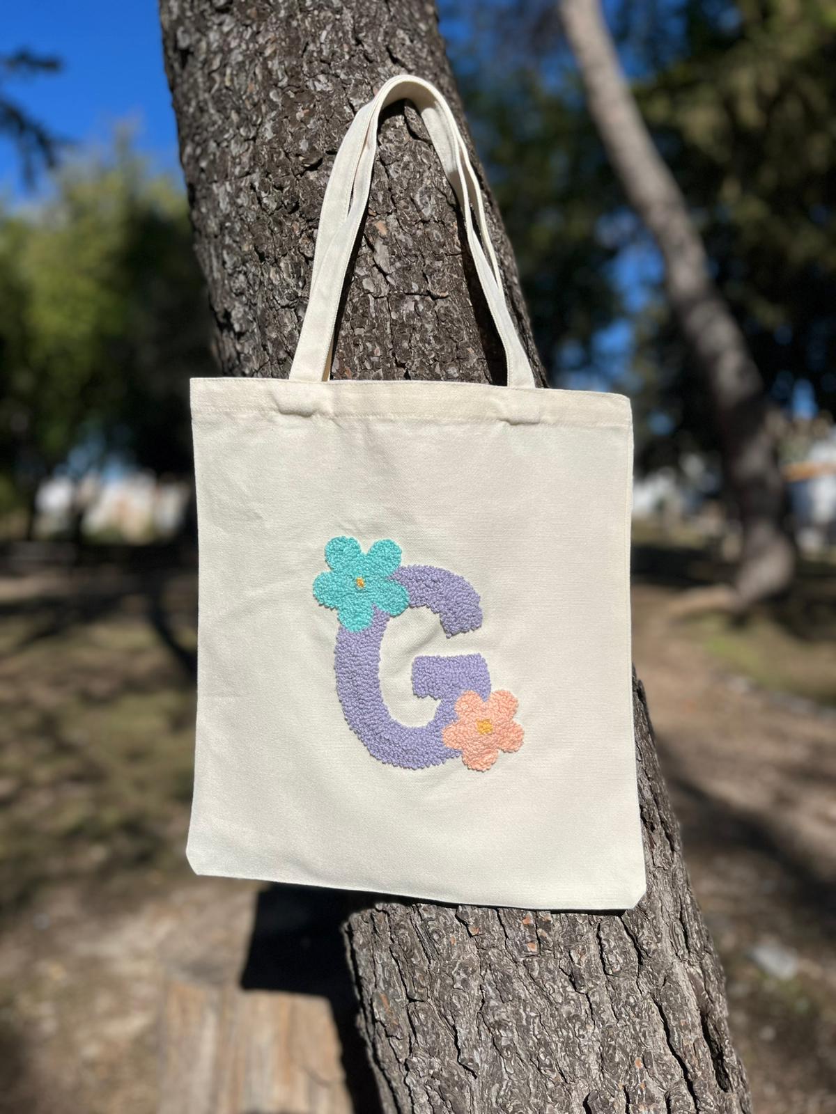 Tote Bag 'Flores' (con inicial)